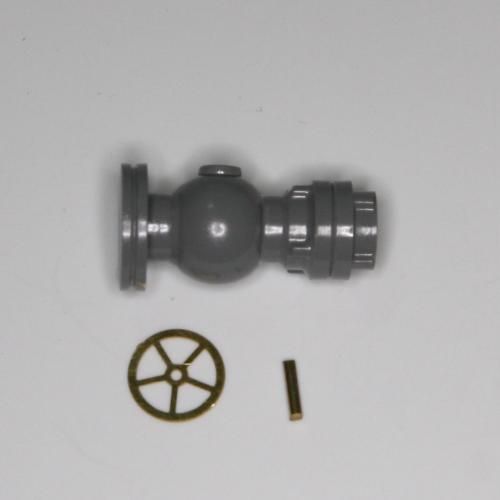 Klick zeigt Details von Schlauchanschluss mit Ventil und Gegenflansch grau Ø 4 mm