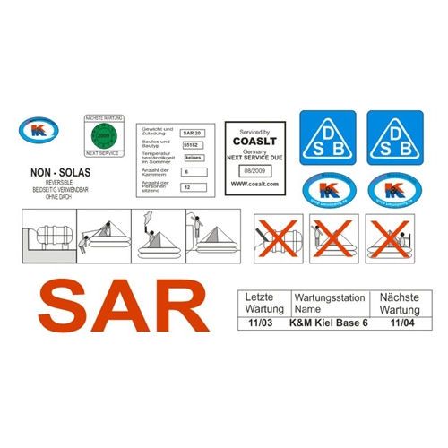 Klick zeigt Details von SAR-Beschriftung für Rettungsinseln - M 1:10